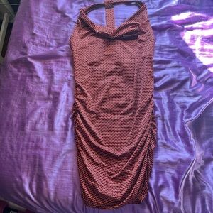 Pink and black triangle print dress